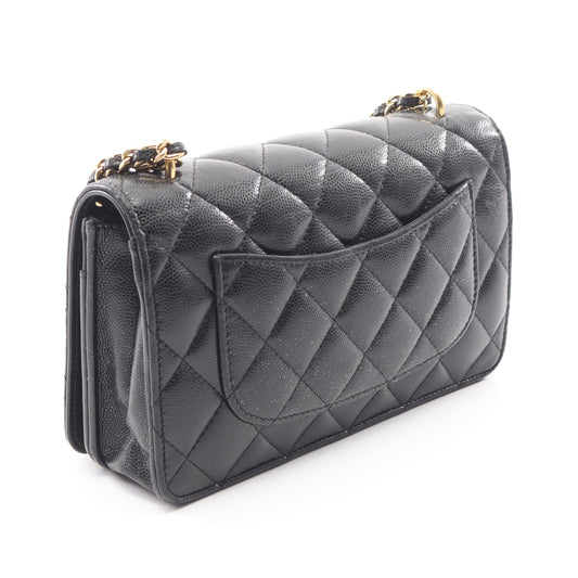 マトラッセ チェーンウォレット キャビアスキン ブラック ゴールド金具 シャネル