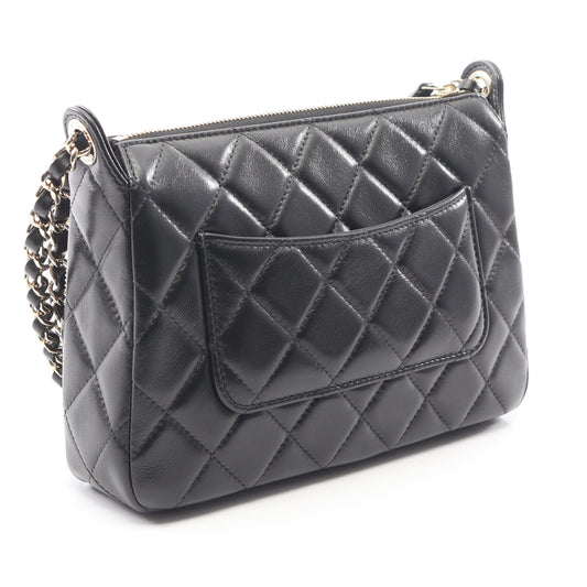 マトラッセ チェーンショルダーバッグ ラムスキン ブラック ゴールド金具 シャネル