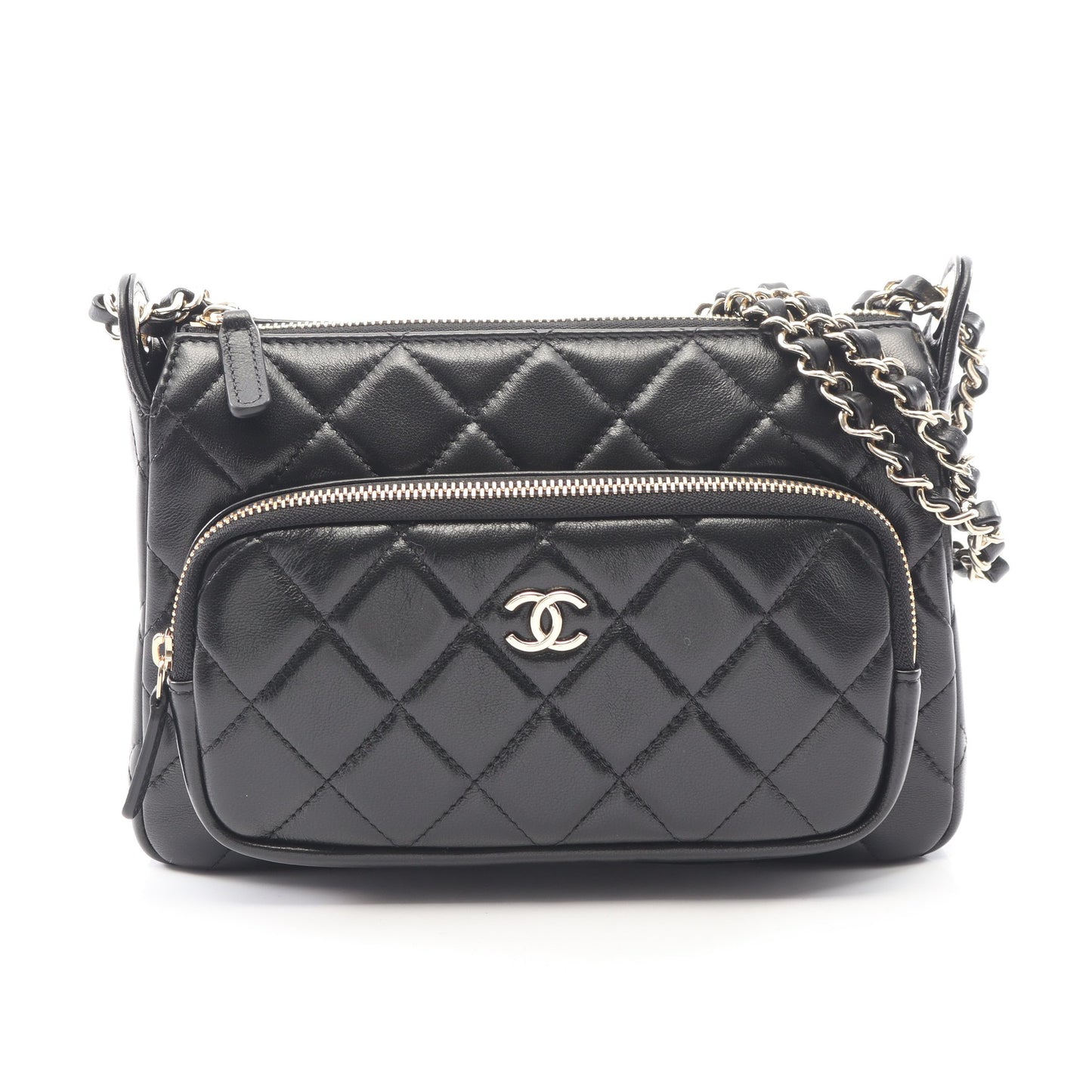 マトラッセ チェーンショルダーバッグ ラムスキン ブラック ゴールド金具 シャネル