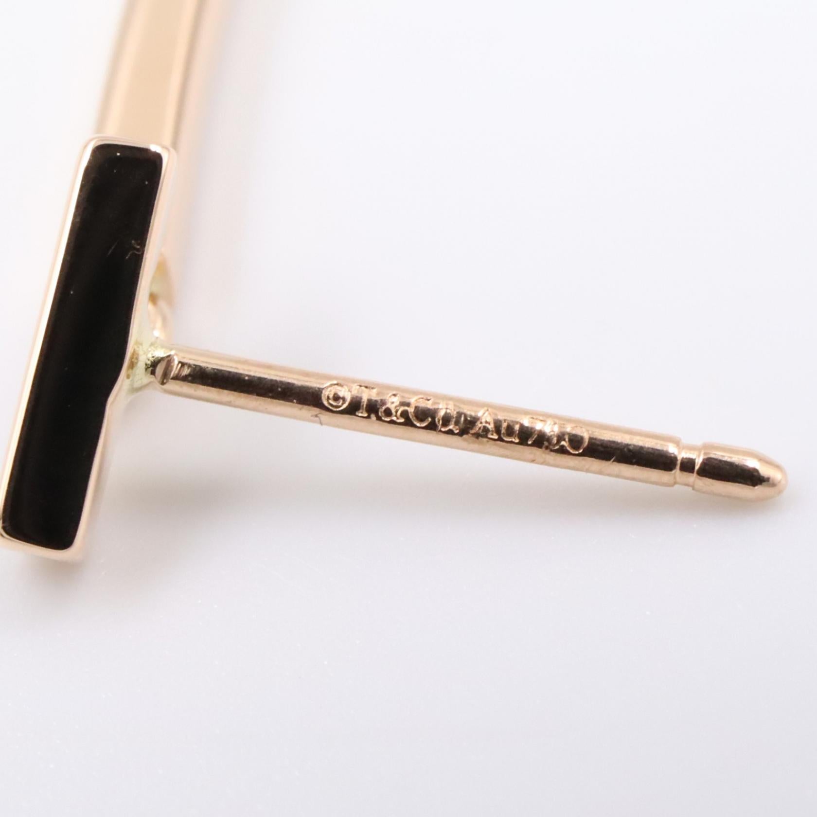 Tワイヤー バー ピアス ピアス K18PG ピンクゴールド ティファニー – RECLO