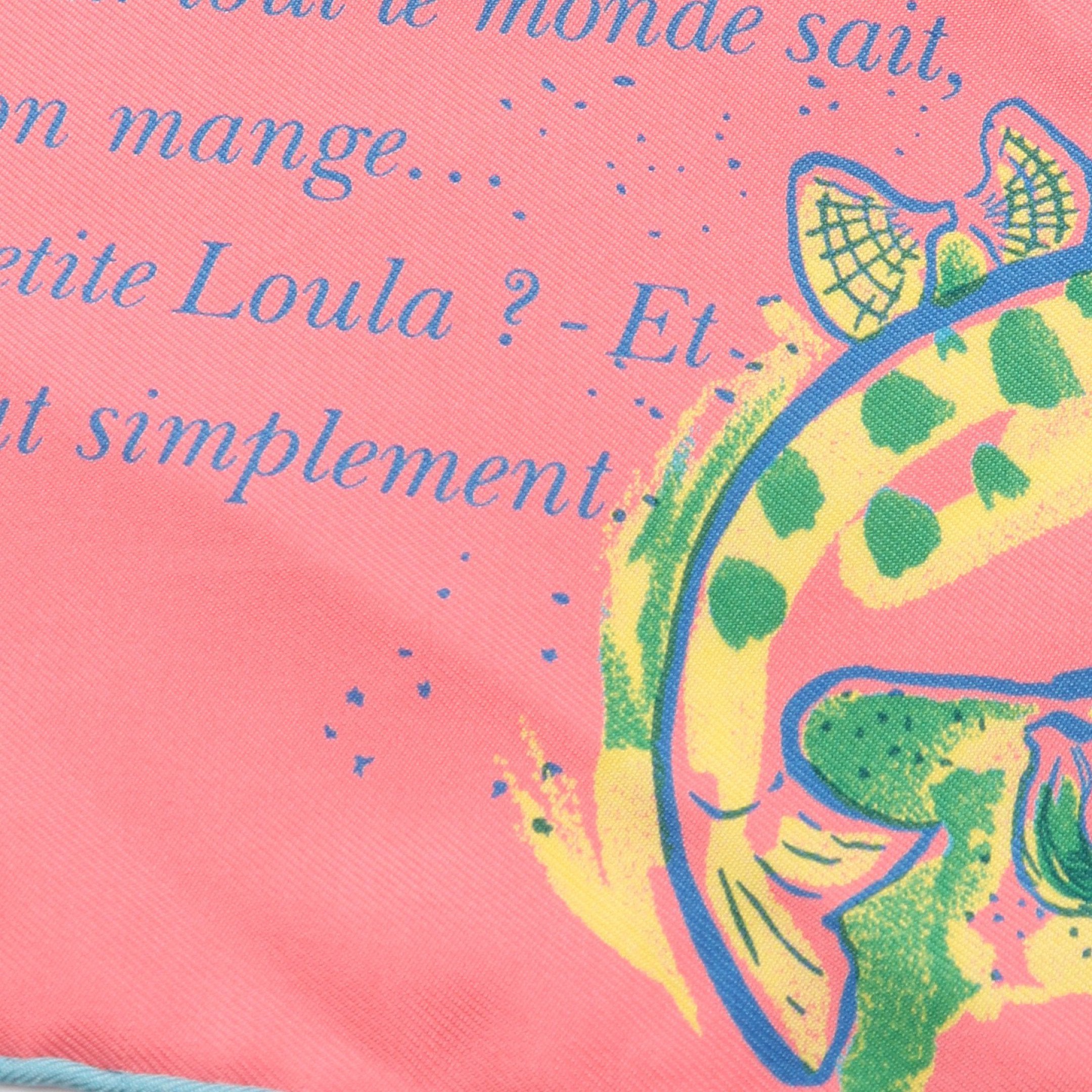 プチカレ カレ45 L'ete de Loula スカーフ シルク ピンク グリーン