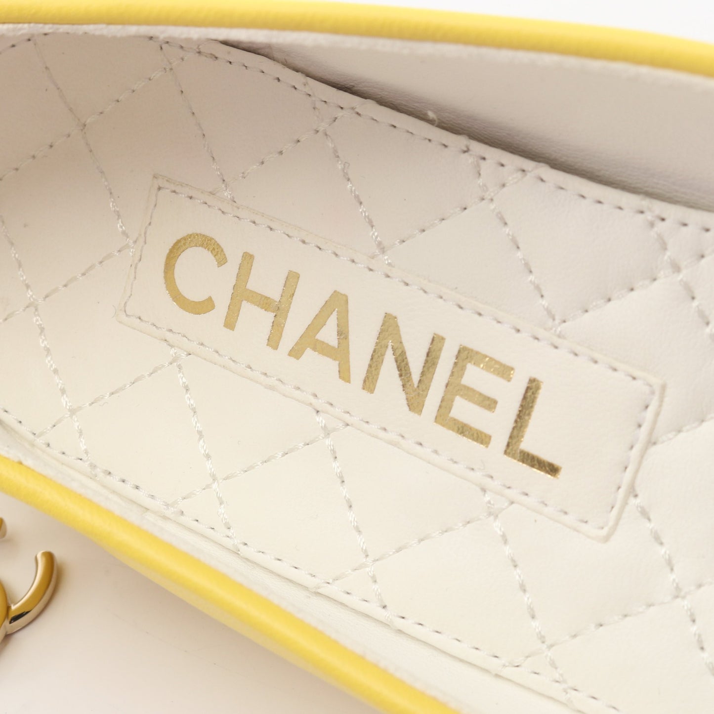 ココマーク バレエシューズ フラットシューズ レザー エナメルレザー イエロー シャネル シューズ CHANEL
