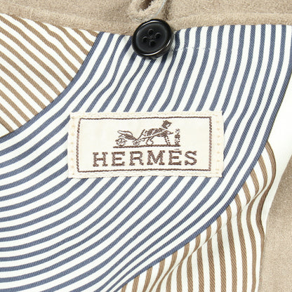 テーラードジャケット スエード グレーベージュ エルメス アウター HERMES