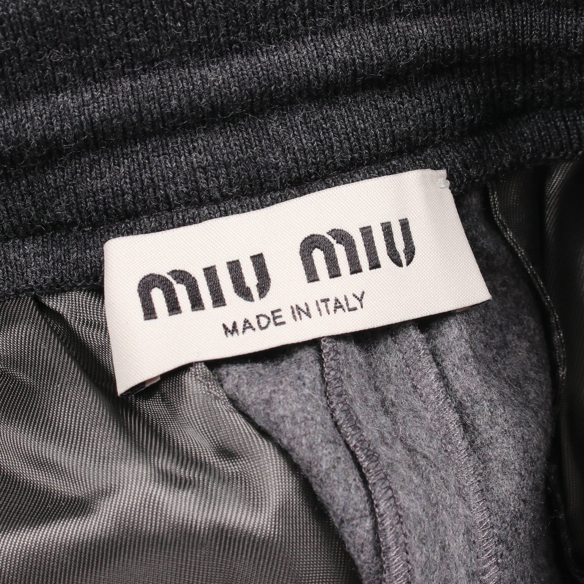 イージーパンツ ロゴ ウール グレー ミュウミュウ ボトムス miu miu