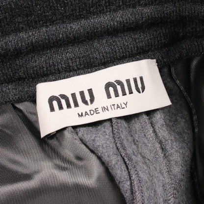 イージーパンツ ロゴ ウール グレー ミュウミュウ ボトムス miu miu