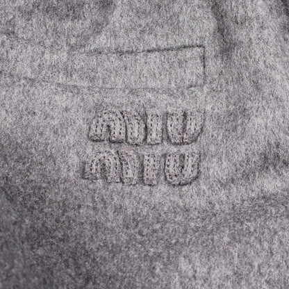 イージーパンツ ロゴ ウール グレー ミュウミュウ ボトムス miu miu