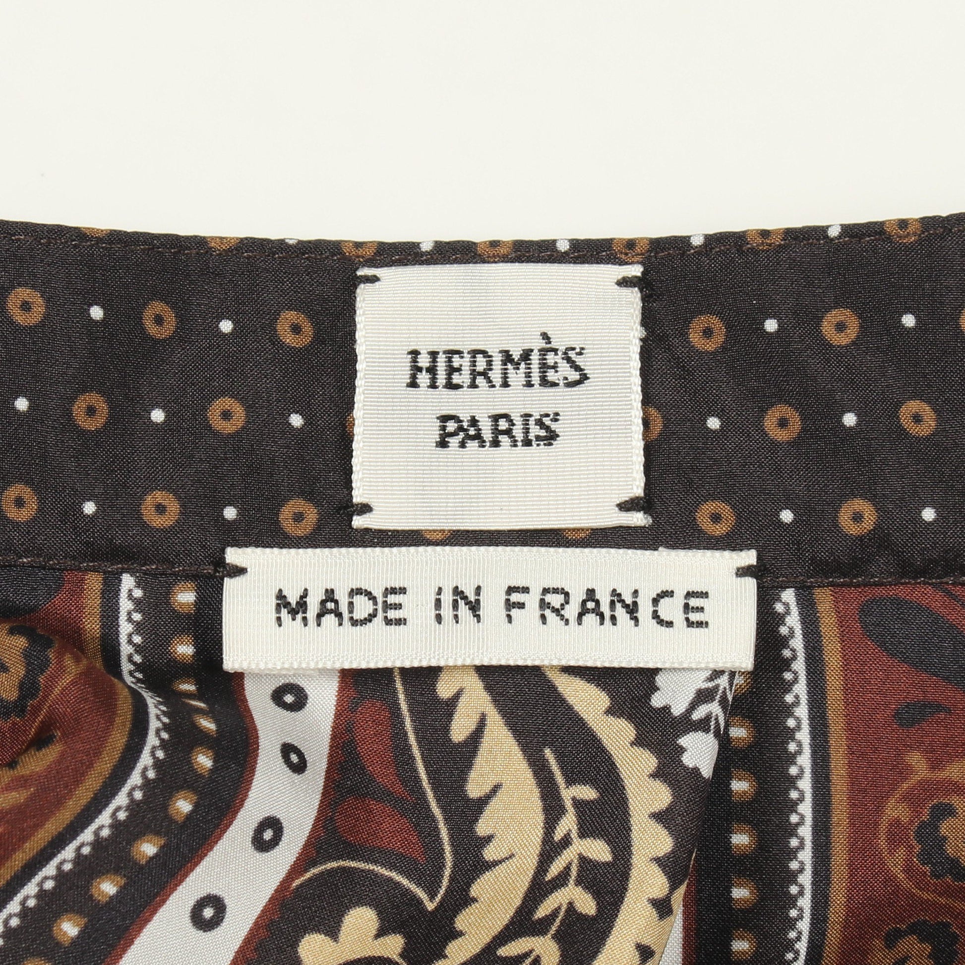 GUEPARDS ET PALMETTES ツイルレーヌ ブラウス シルク ブラック ブラウン ゴールド エルメス トップス HERMES
