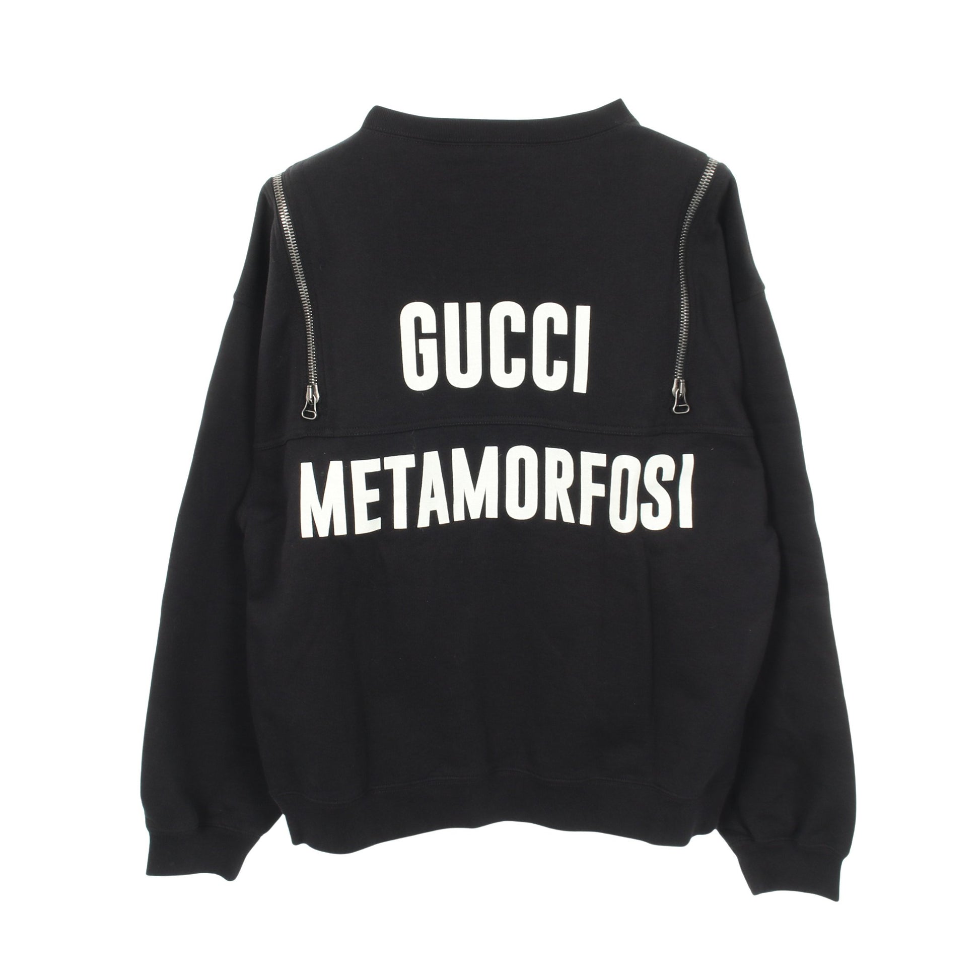 Metamorfosi Sweatshirt スウェットシャツ 長袖 ロゴプリント コットン ブラック ジップアップ グッチ トップス GUCCI