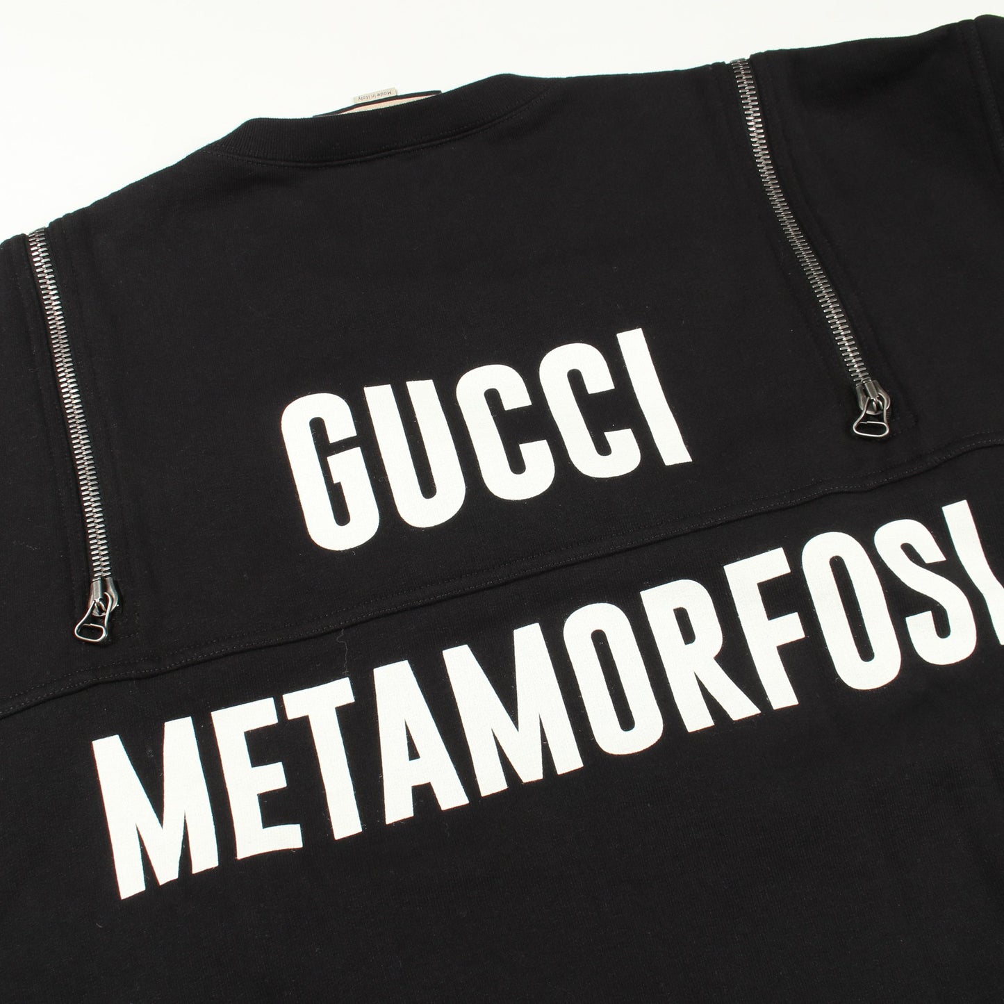 Metamorfosi Sweatshirt スウェットシャツ 長袖 ロゴプリント コットン ブラック ジップアップ グッチ トップス GUCCI