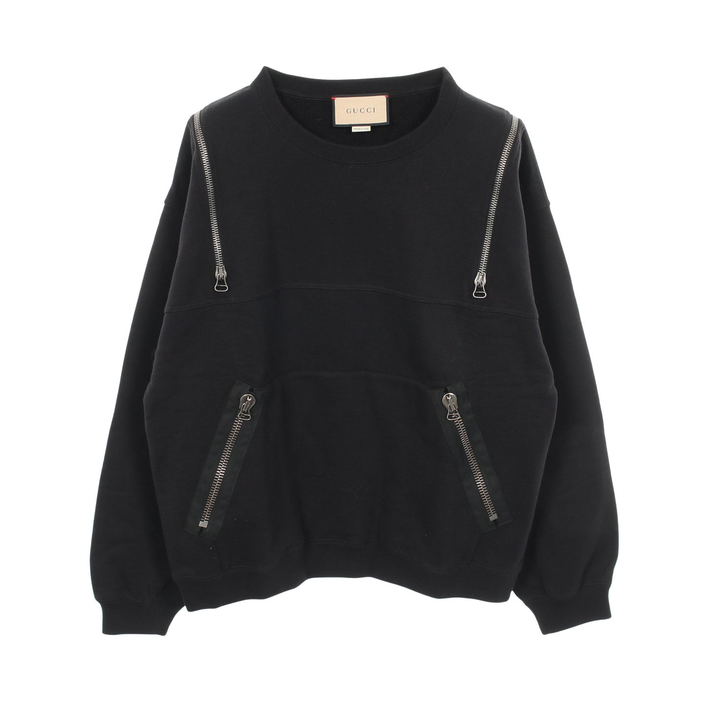Metamorfosi Sweatshirt スウェットシャツ 長袖 ロゴプリント コットン ブラック ジップアップ グッチ トップス GUCCI