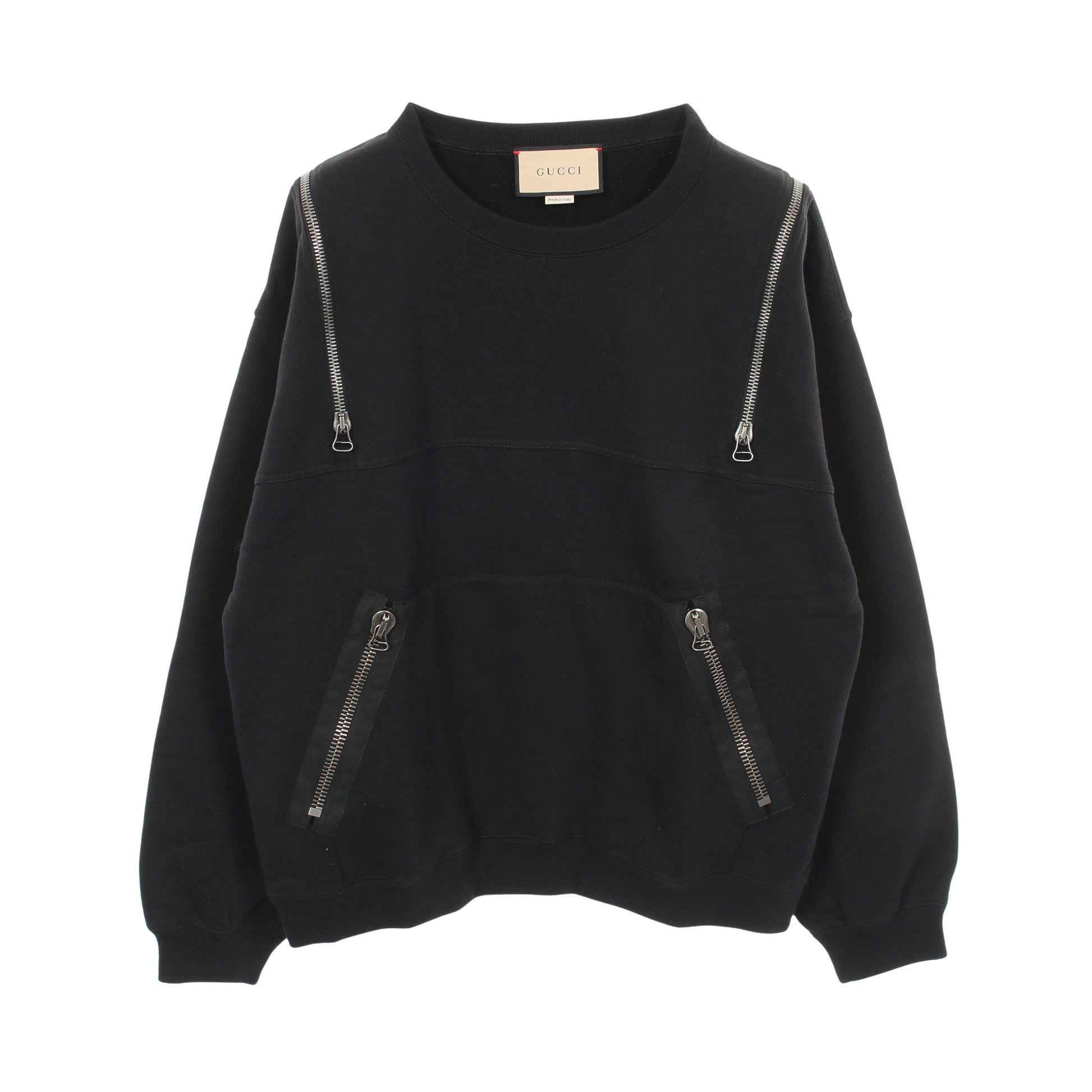 Metamorfosi Sweatshirt スウェットシャツ 長袖 ロゴプリント コットン ブラック ジップアップ グッチ トップス GUCCI