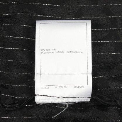 ココマーク シャツ ブラウス ストライプ シルク ブラック シャネル トップス CHANEL