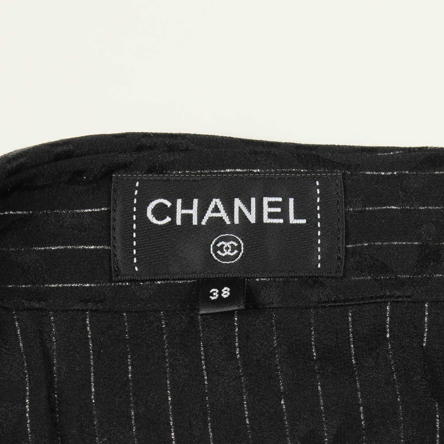 ココマーク シャツ ブラウス ストライプ シルク ブラック シャネル トップス CHANEL