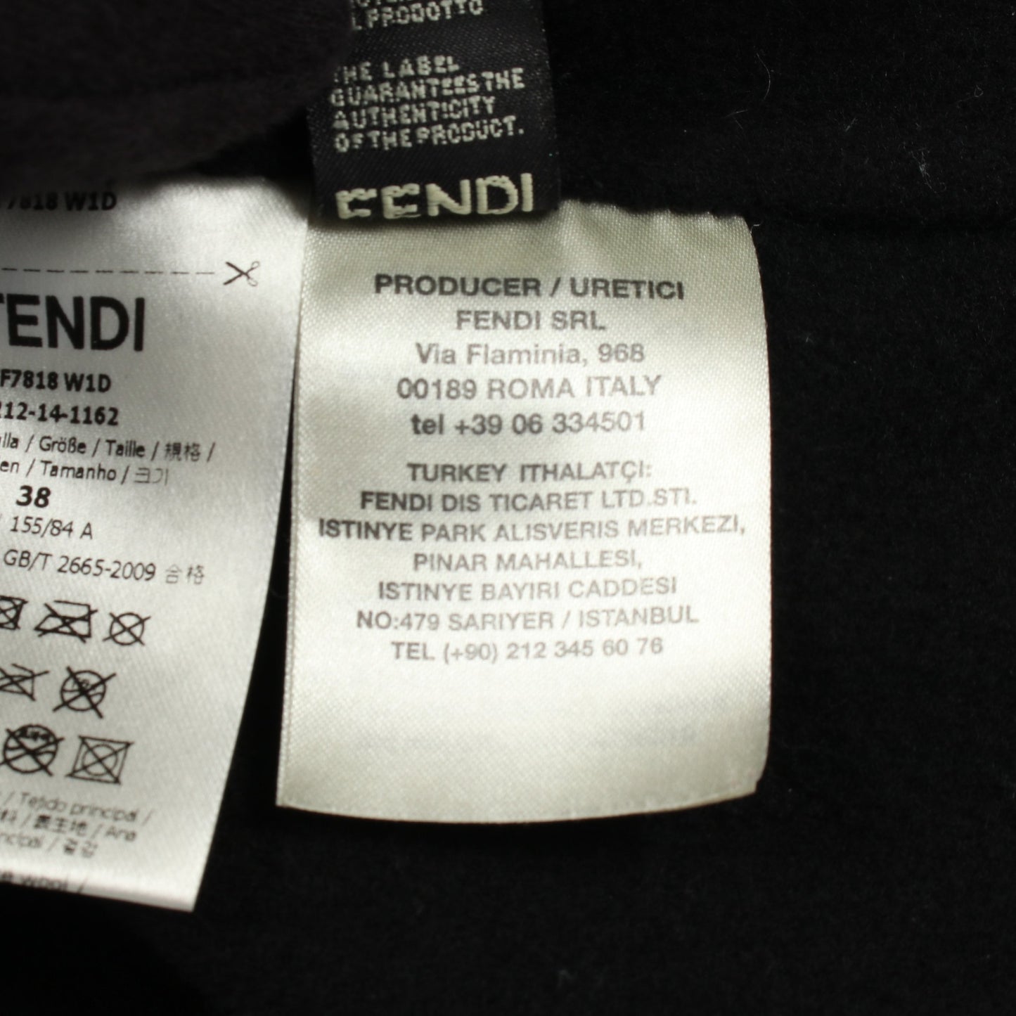ノーカラー コート ウール ブラック ファーポケット フェンディ アウター FENDI
