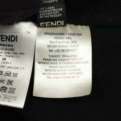 ノーカラー コート ウール ブラック ファーポケット フェンディ アウター FENDI