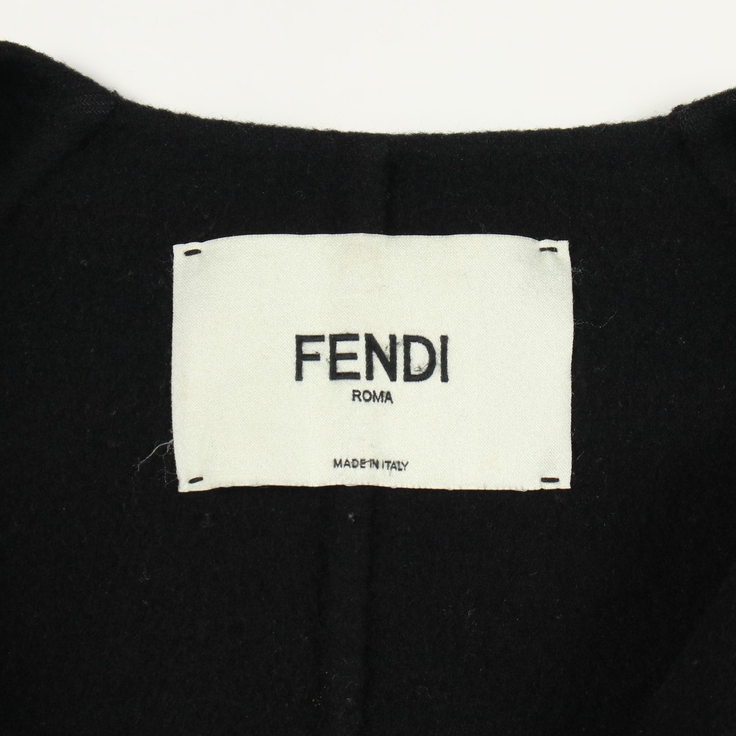 ノーカラー コート ウール ブラック ファーポケット フェンディ アウター FENDI
