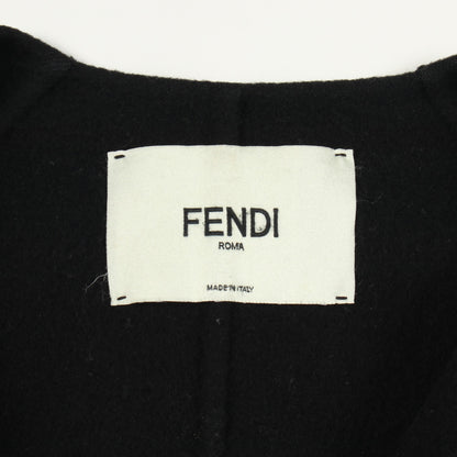 ノーカラー コート ウール ブラック ファーポケット フェンディ アウター FENDI