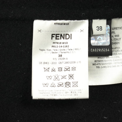ノーカラー コート ウール ブラック ファーポケット フェンディ アウター FENDI