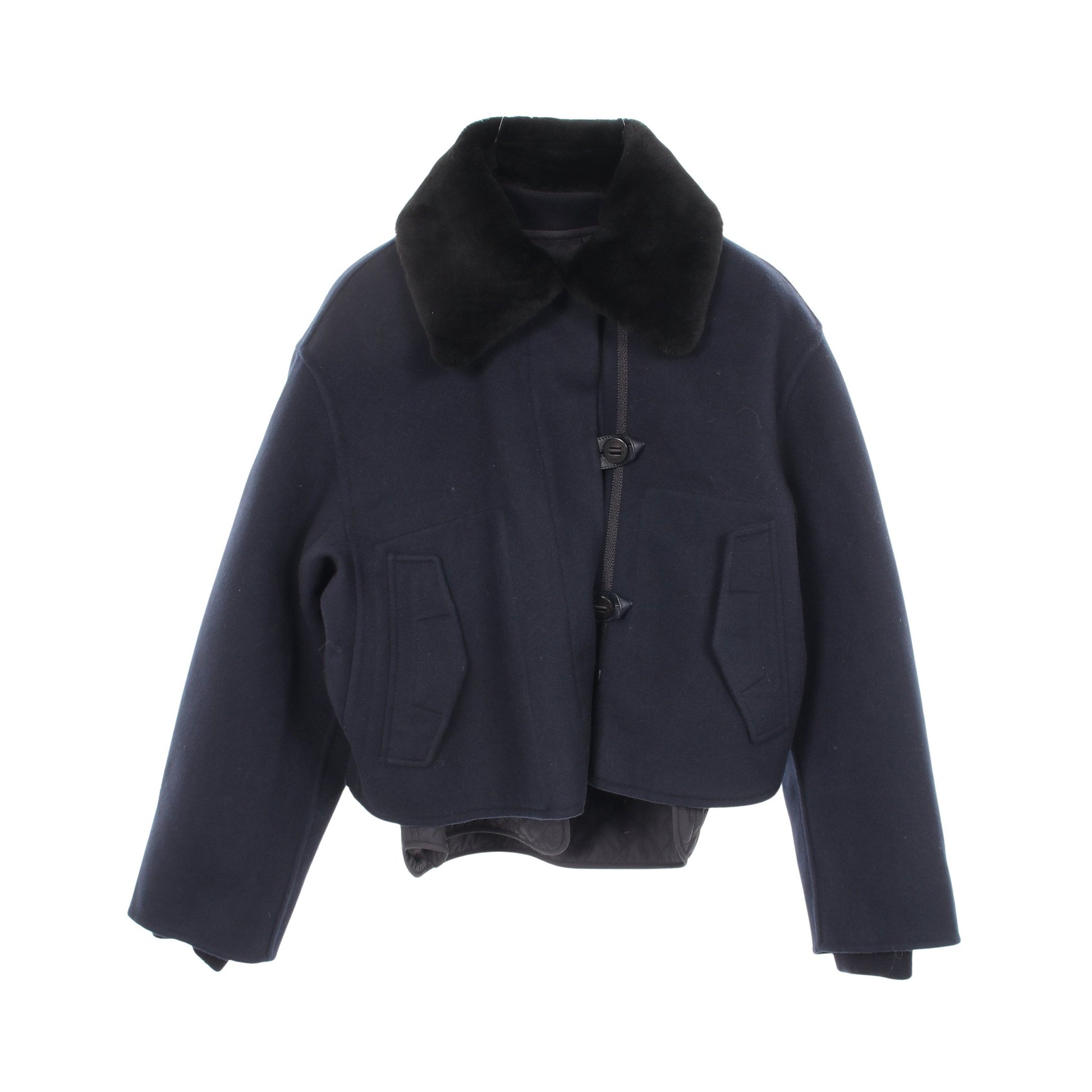 ショートモジュラー コート カシミヤ ネイビー エルメス アウター HERMES