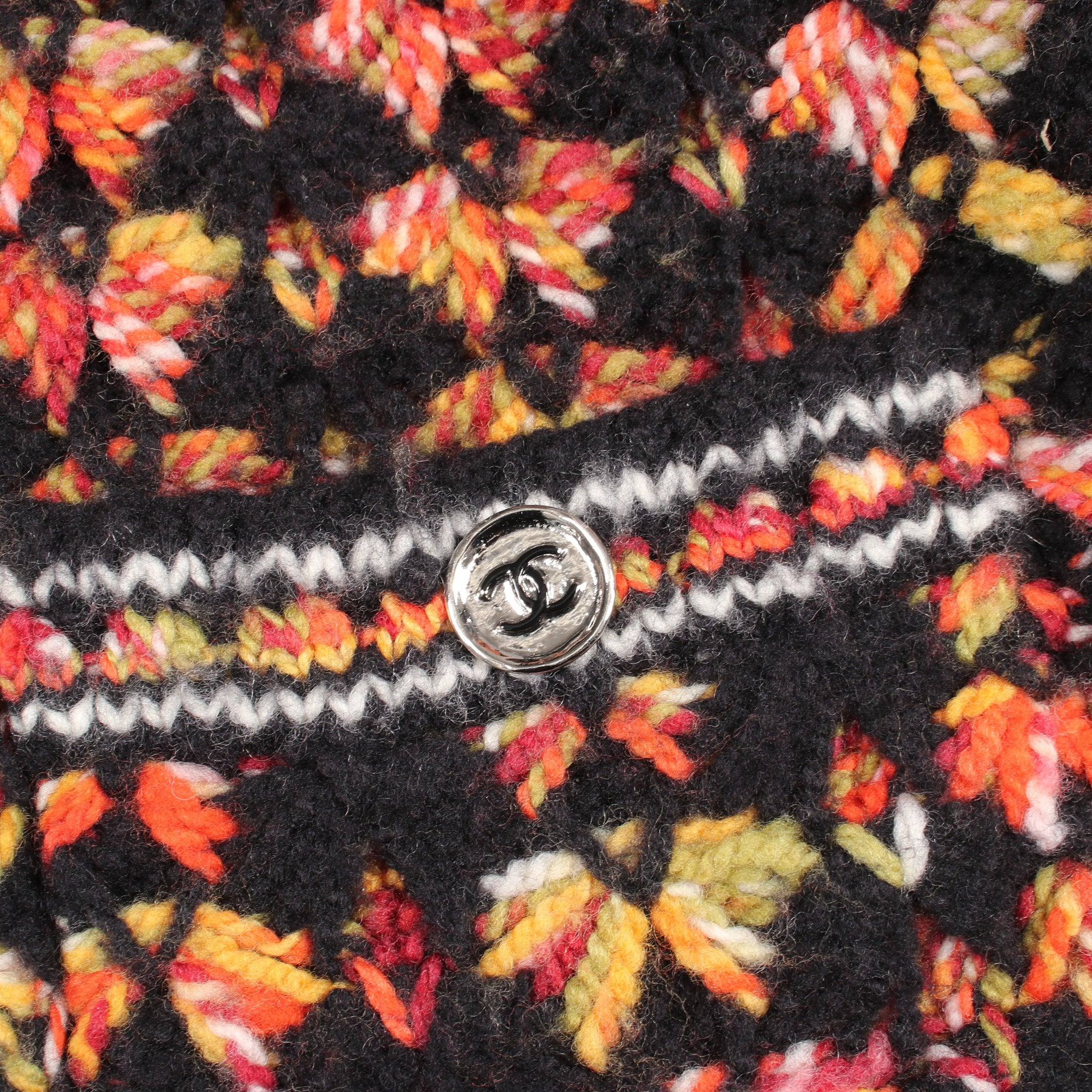 極美品◇CHANEL シャネル P59263 アルパカ ウール ココマークイカリボタン付 ボートネック 半袖ニット マルチ 36 イタリア製 正規品 レディース CHANEL（シャネル） 極美品◇CHANEL P59263 アルパカ ウール ココ