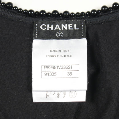 タンクトップ ビーズ レーヨン コットン ブラック シャネル トップス CHANEL