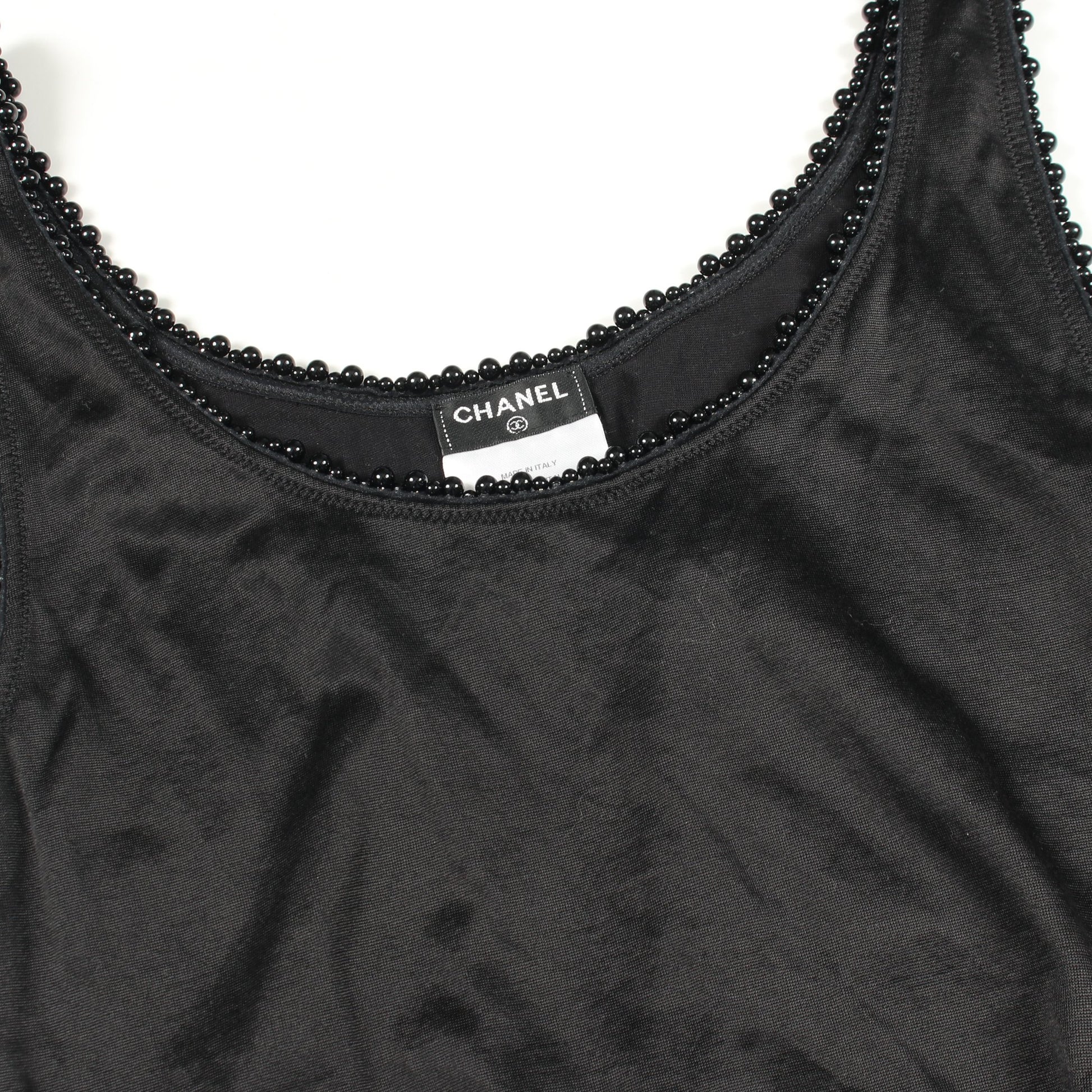 タンクトップ ビーズ レーヨン コットン ブラック シャネル トップス CHANEL