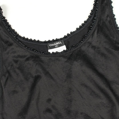 タンクトップ ビーズ レーヨン コットン ブラック シャネル トップス CHANEL