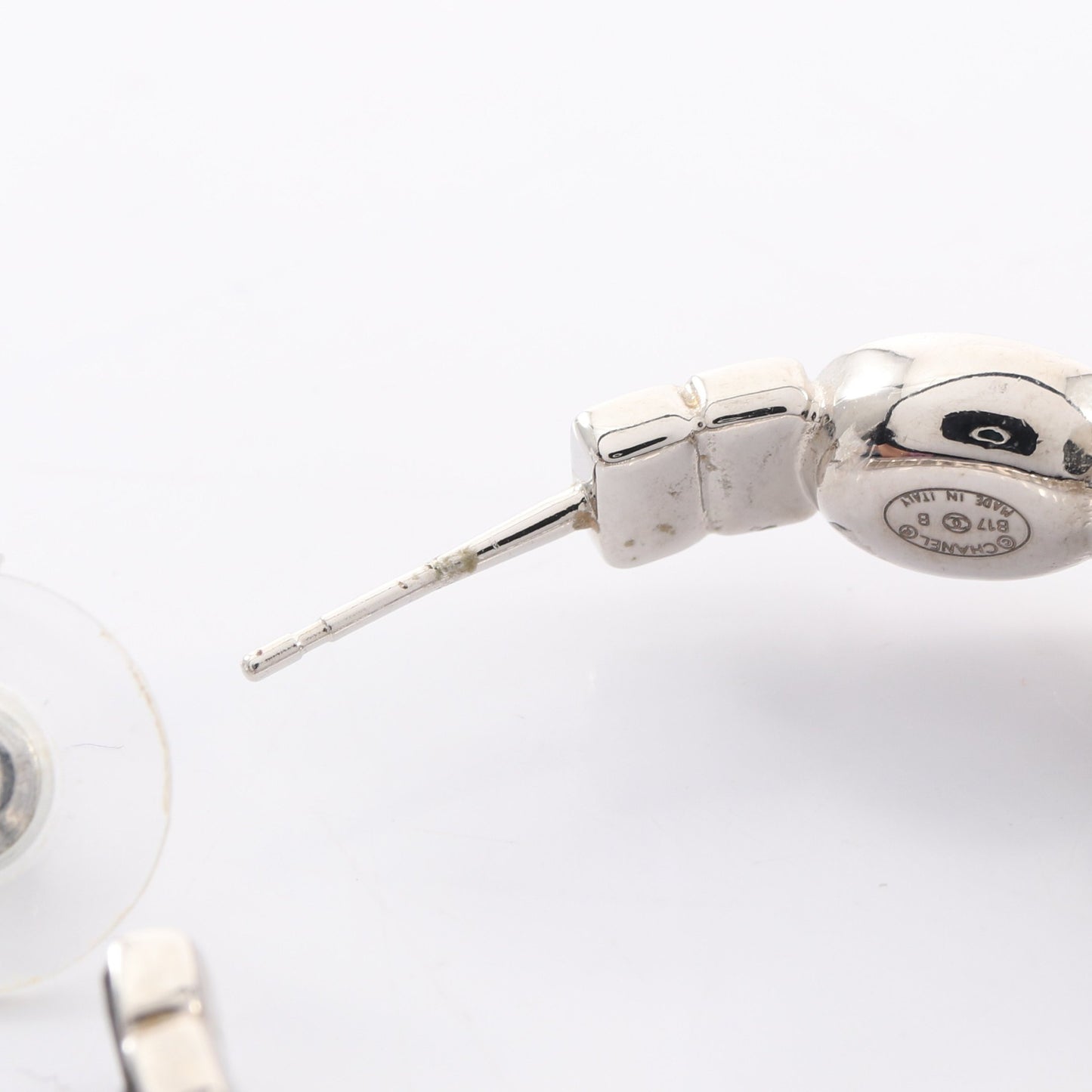 ココマーク フープ ピアス ラインストーン シルバー クリア ブラック B17B シャネル