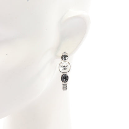 ココマーク フープ ピアス ラインストーン シルバー クリア ブラック B17B シャネル