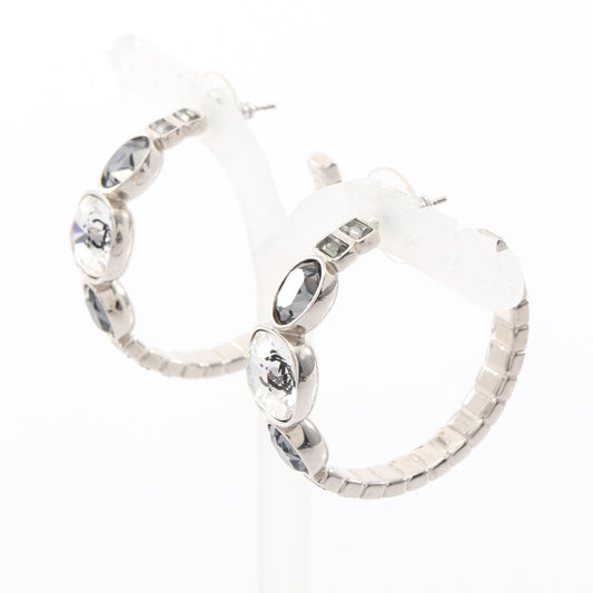 ココマーク フープ ピアス ラインストーン シルバー クリア ブラック B17B シャネル