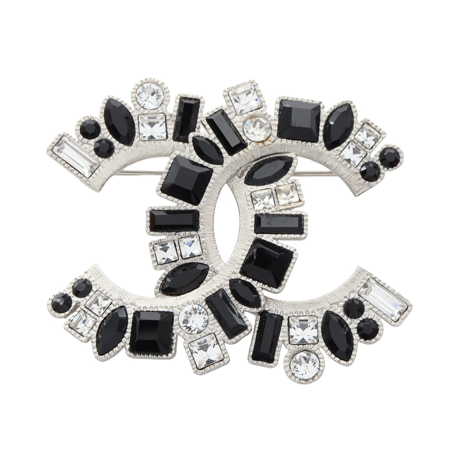 ココマーク ブローチ ラインストーン シルバー ブラック クリア B16K シャネル アクセサリー CHANEL