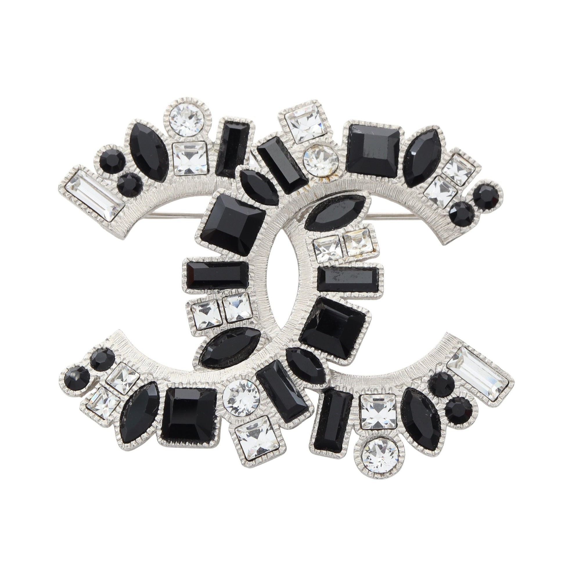 ココマーク ブローチ ラインストーン シルバー ブラック クリア B16K シャネル アクセサリー CHANEL