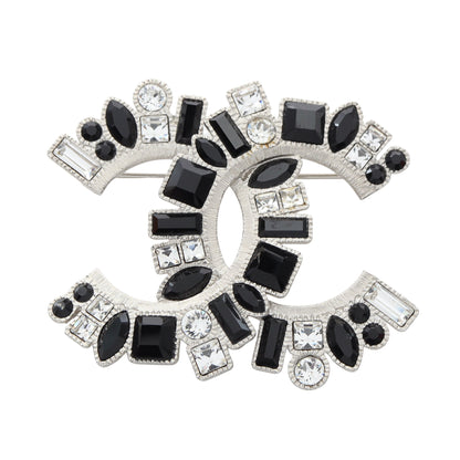 ココマーク ブローチ ラインストーン シルバー ブラック クリア B16K シャネル アクセサリー CHANEL