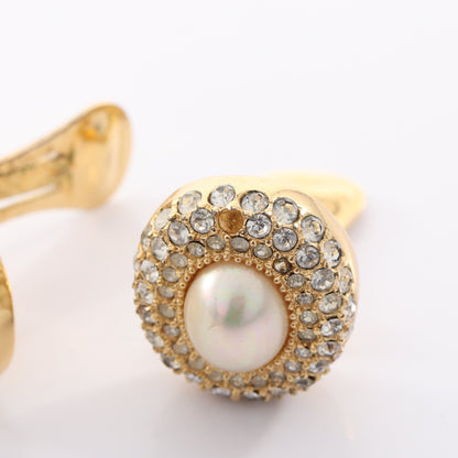 イヤリング GP フェイクパール ラインストーン ゴールド オフホワイト クリア クリスチャンディオール アクセサリー Christian Dior
