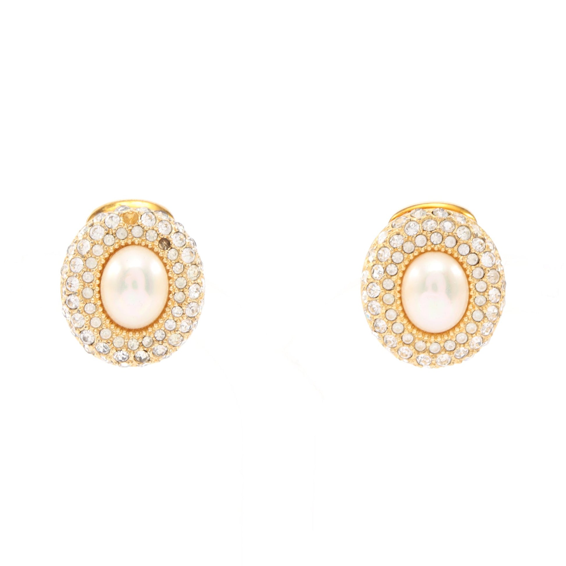 イヤリング GP フェイクパール ラインストーン ゴールド オフホワイト クリア クリスチャンディオール アクセサリー Christian Dior