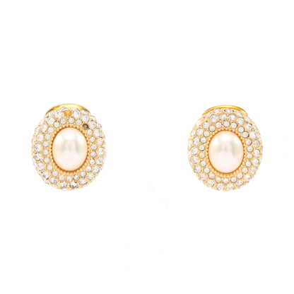イヤリング GP フェイクパール ラインストーン ゴールド オフホワイト クリア クリスチャンディオール アクセサリー Christian Dior