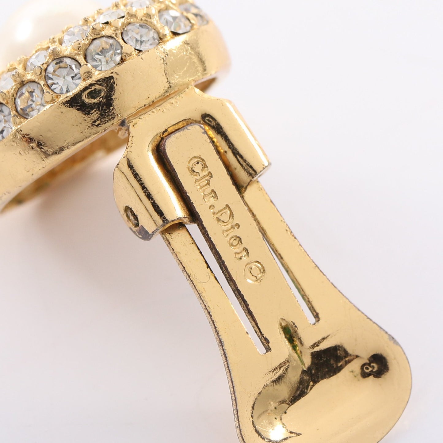 イヤリング GP フェイクパール ラインストーン ゴールド オフホワイト クリア クリスチャンディオール アクセサリー Christian Dior