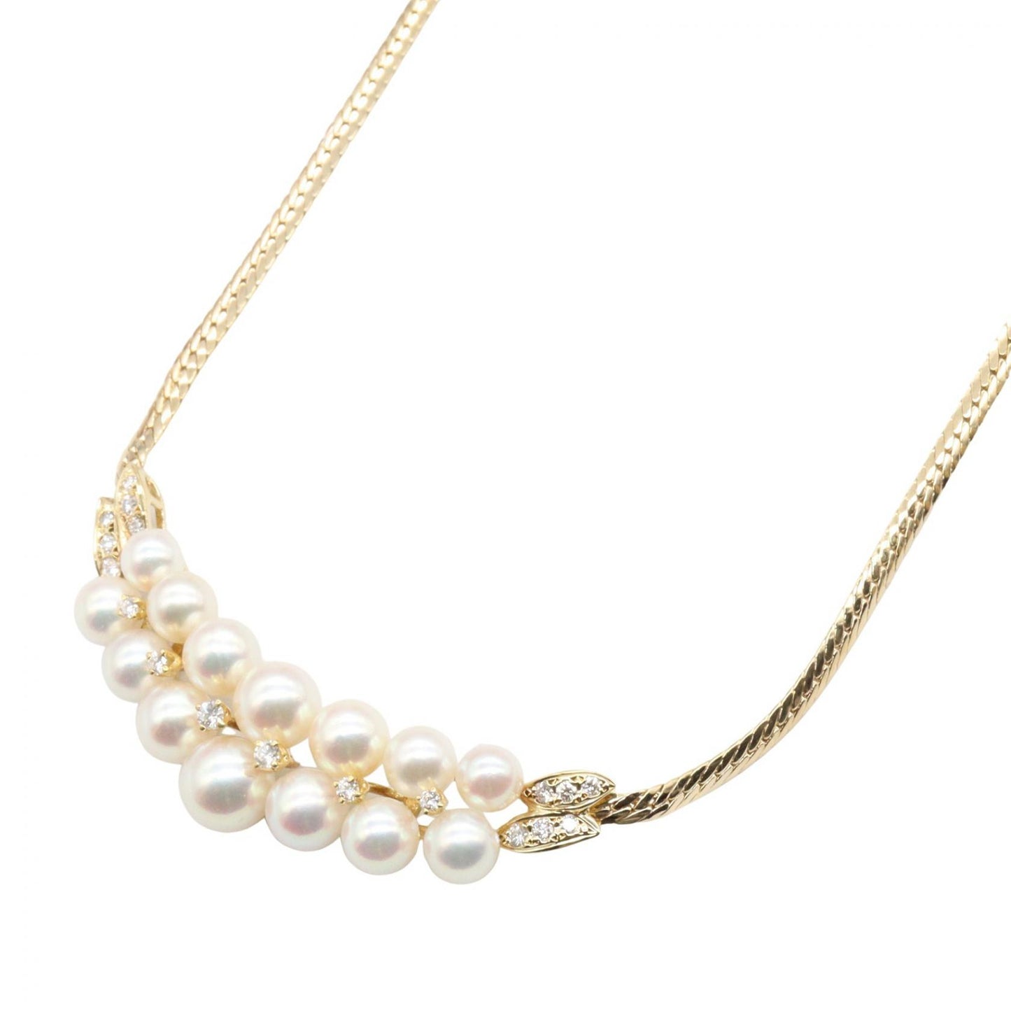 パール ダイヤ ネックレス ネックレス K18YG パール ダイヤモンド イエローゴールド ホワイト クリア ミキモト アクセサリー MIKIMOTO