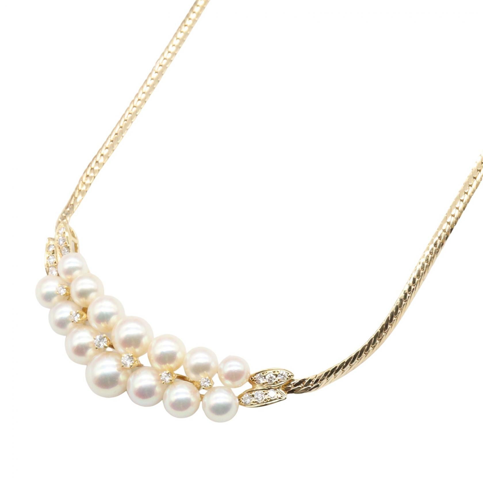 パール ダイヤ ネックレス ネックレス K18YG パール ダイヤモンド イエローゴールド ホワイト クリア ミキモト アクセサリー MIKIMOTO