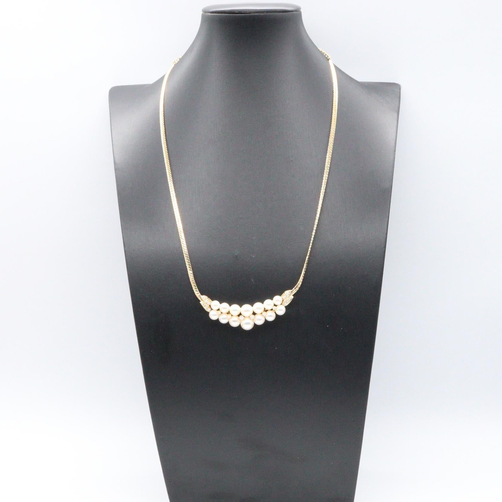 パール ダイヤ ネックレス ネックレス K18YG パール ダイヤモンド イエローゴールド ホワイト クリア ミキモト アクセサリー MIKIMOTO
