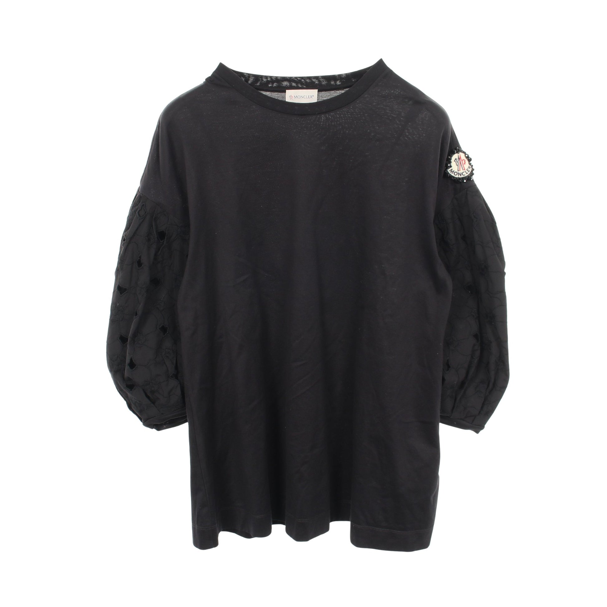 MONCLER GENIUS 4 SIMONE ROCHA フローラル刺繍切替 カットソー コットン ブラック モンクレール トップス MONCLER