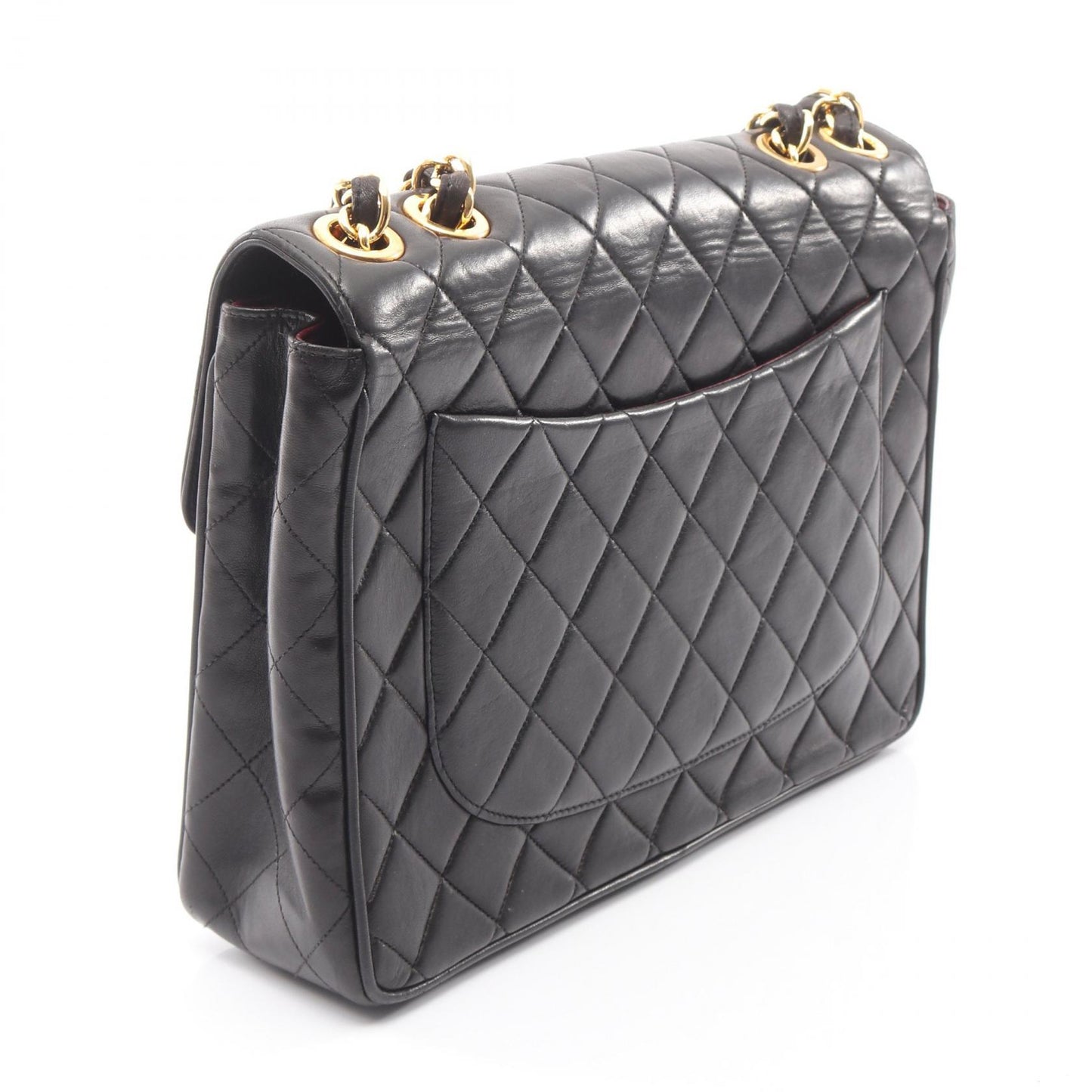 デカマトラッセ30 シングルフラップ Wチェーンショルダーバッグ ラムスキン ブラック ゴールド金具 シャネル バッグ CHANEL