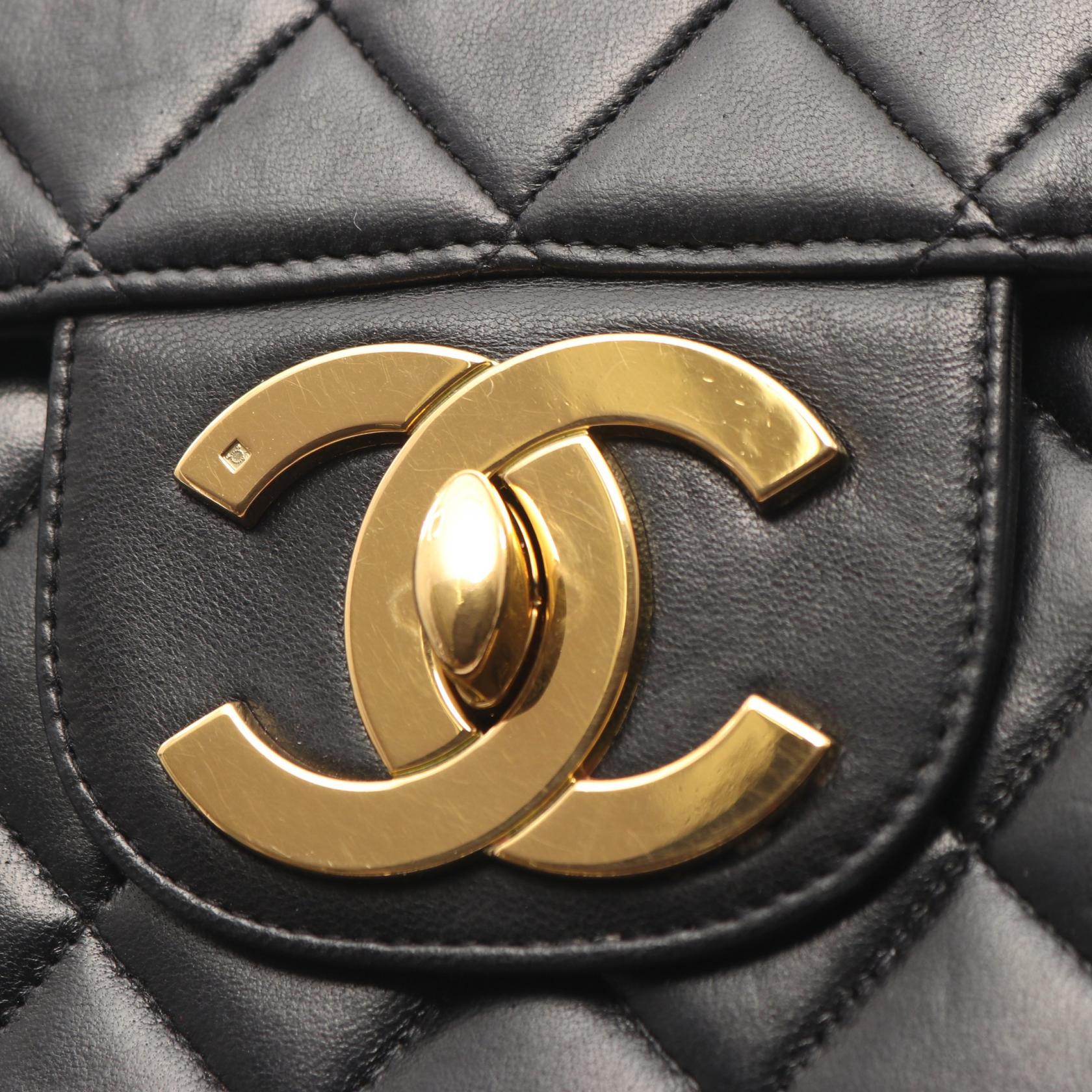 デカマトラッセ30 シングルフラップ Wチェーンショルダーバッグ ラムスキン ブラック ゴールド金具 シャネル バッグ CHANEL
