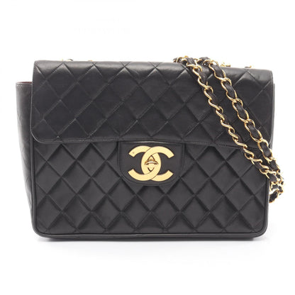 デカマトラッセ30 シングルフラップ Wチェーンショルダーバッグ ラムスキン ブラック ゴールド金具 シャネル バッグ CHANEL