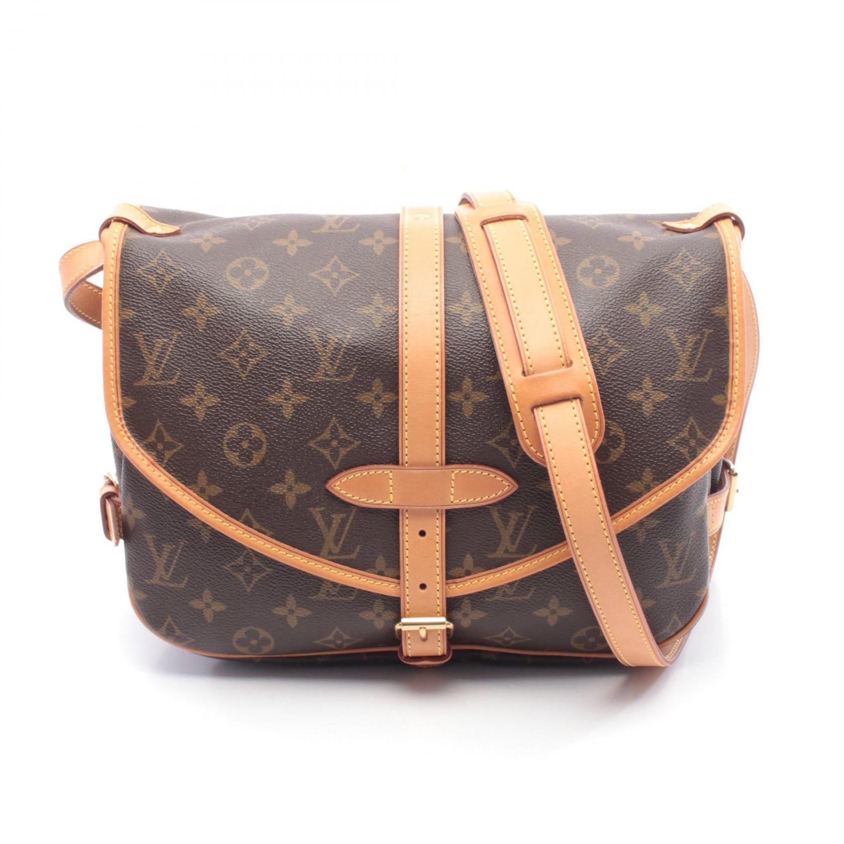 ソミュール30 モノグラム ショルダーバッグ PVC レザー ブラウン ルイヴィトン バッグ LOUIS VUITTON