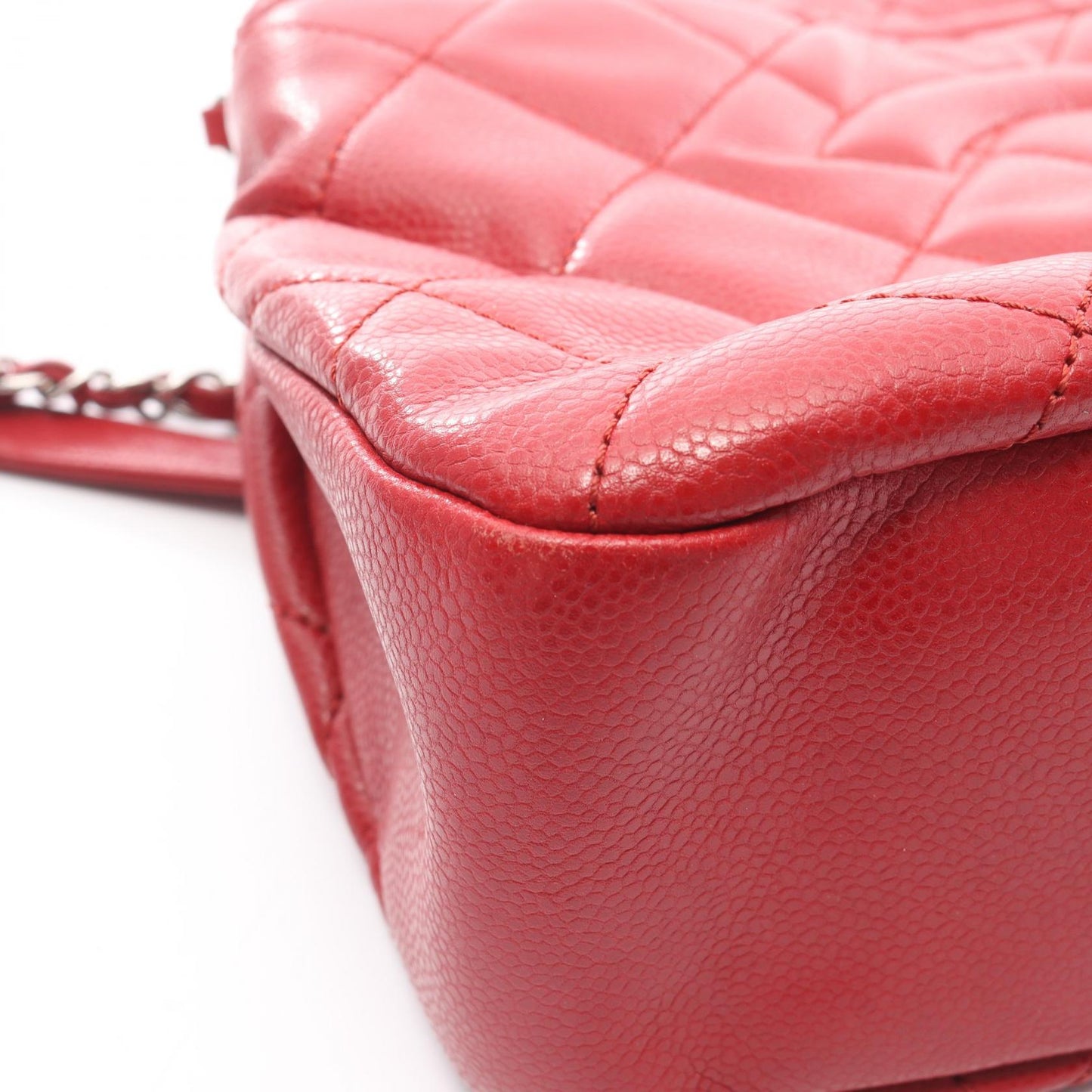 マトラッセ チェーンショルダーバッグ チェーントートバッグ レザー レッド シルバー金具 シャネル バッグ CHANEL