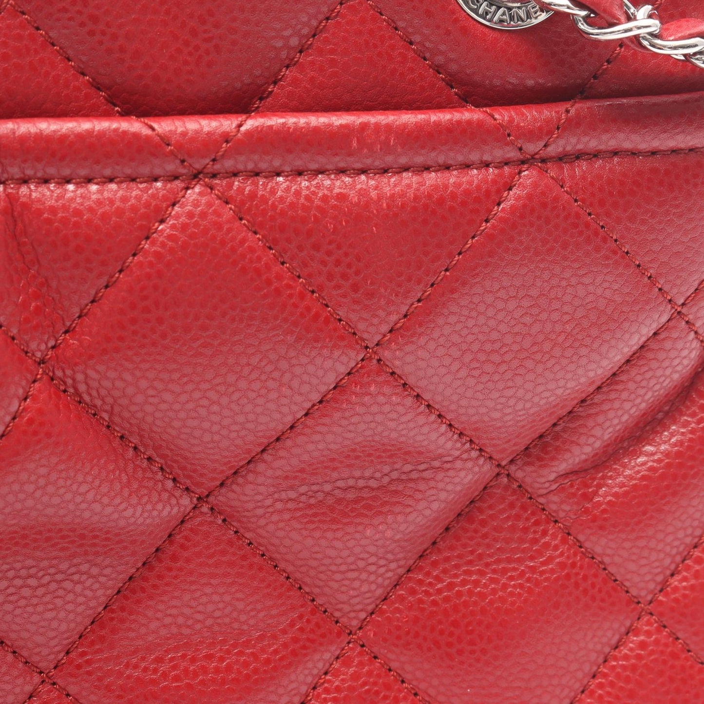 マトラッセ チェーンショルダーバッグ チェーントートバッグ レザー レッド シルバー金具 シャネル バッグ CHANEL