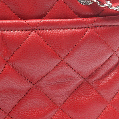 マトラッセ チェーンショルダーバッグ チェーントートバッグ レザー レッド シルバー金具 シャネル バッグ CHANEL