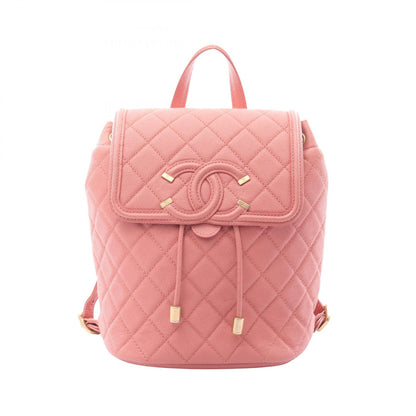 CCフィリグリー マトラッセ バックパック リュックサック キャビアスキン コーラルピンク ゴールド金具 シャネル バッグ CHANEL