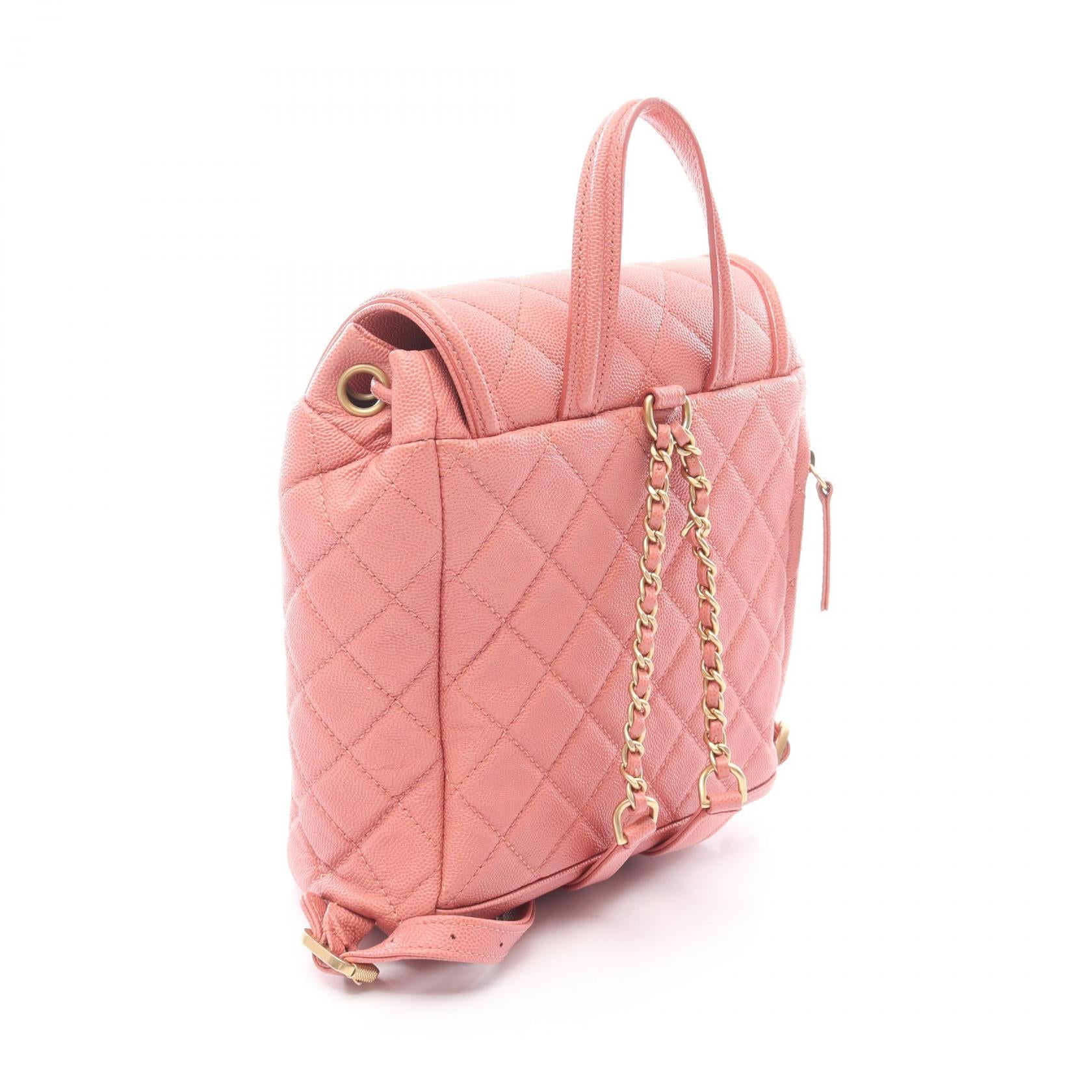 CCフィリグリー マトラッセ バックパック リュックサック キャビアスキン コーラルピンク ゴールド金具 シャネル バッグ CHANEL